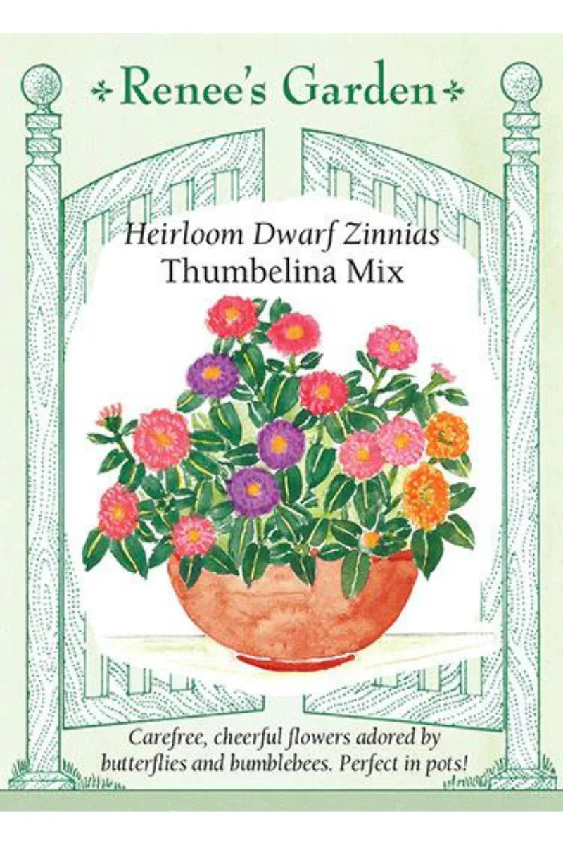 Renee's Garden Heirloom Dwarf Zinnias Thumbelina Mix Seeds