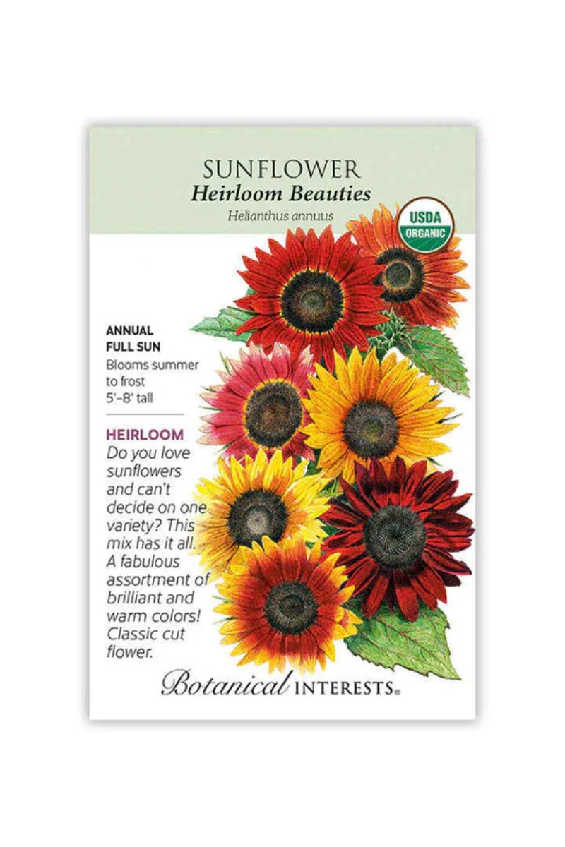 Botanical Interests Heirloom Beauties Sunflower Organic Seeds
