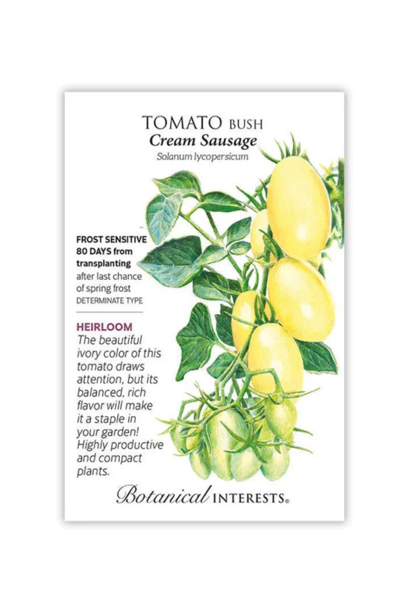 Botanical Interests Cream Sausage Bush Tomato Seeds