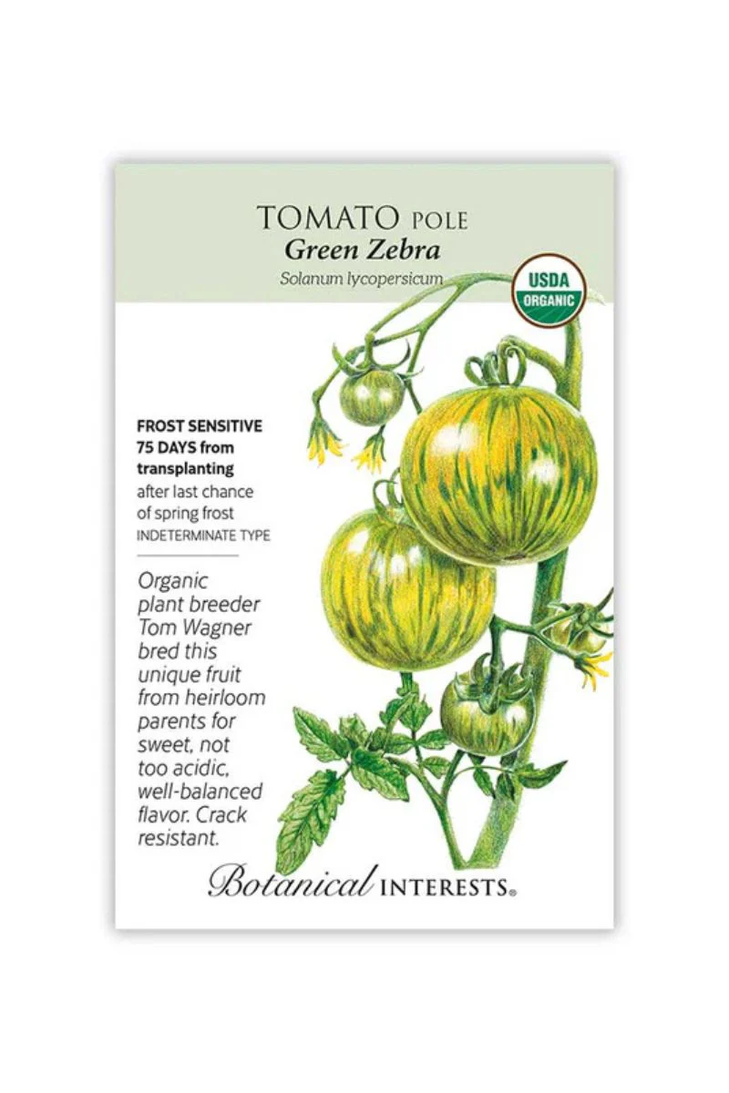Botanical Interests Green Zebra Pole Tomato Organic Seeds