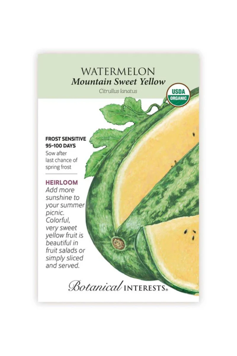 Botanical Interests Mountian Sweet Yellow Watermelon Organic Seeds