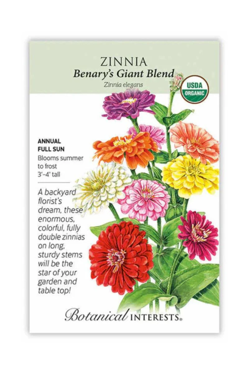 Botanical Interests Benary's Giant Blend Zinnia Organic Seeds