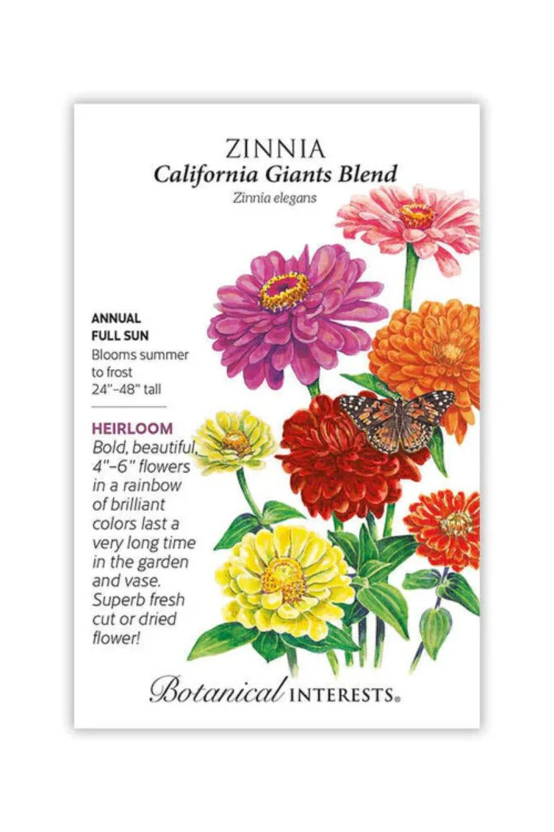 Botanical Interests California Giants Blend Zinnia Organic Seeds