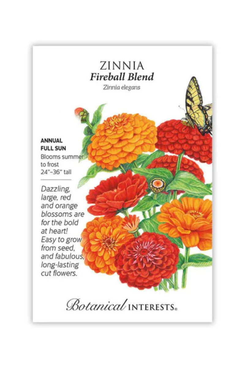Botanical Interests Fireball Blend Zinnia Seeds