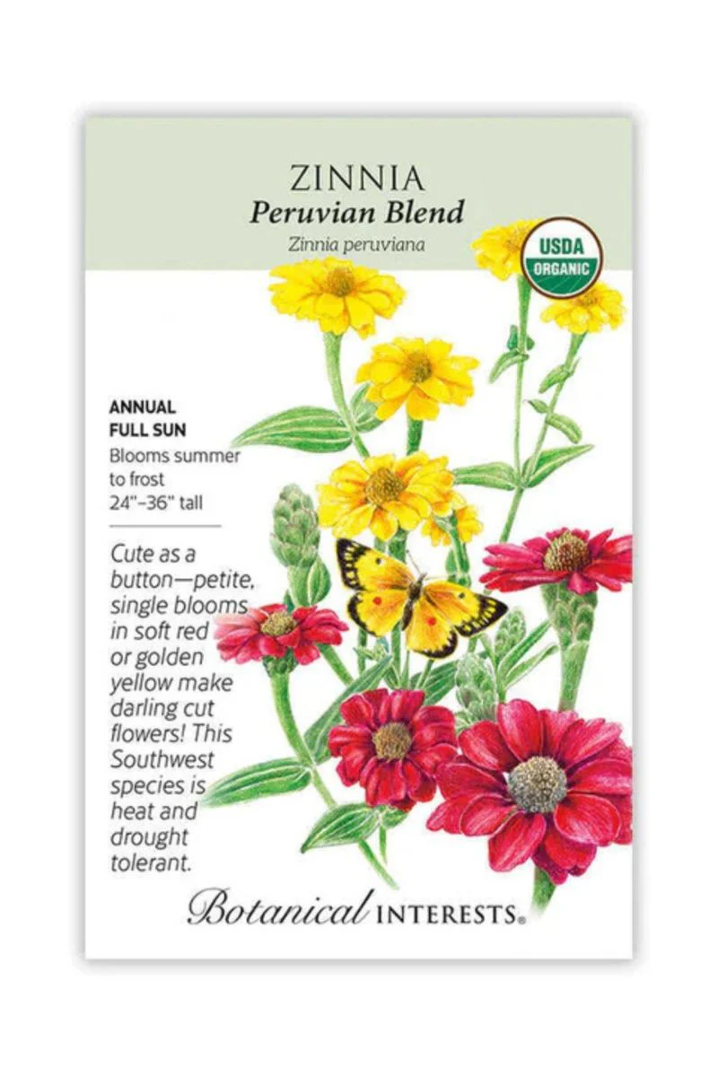 Botanical Interests Peruvian Blend Zinnia Organic Seeds