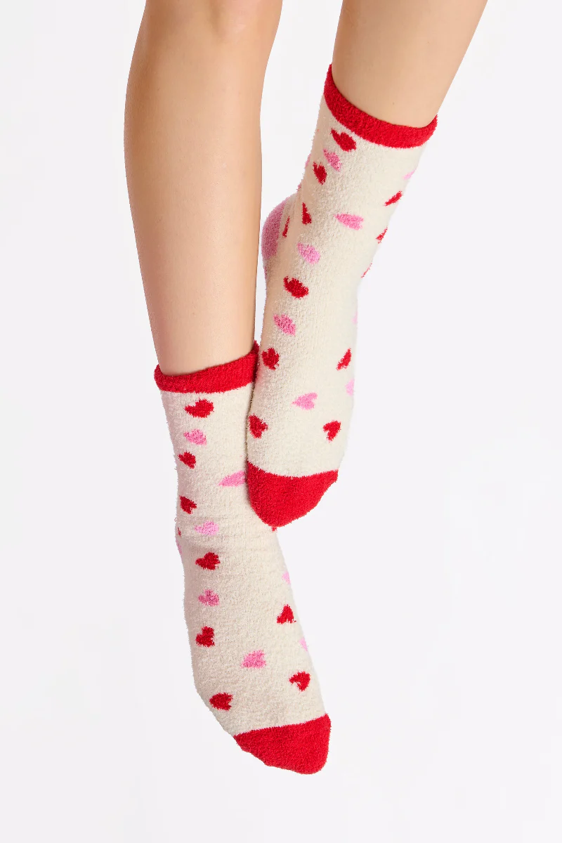 Shiraleah Candy Heart Socks Ivory