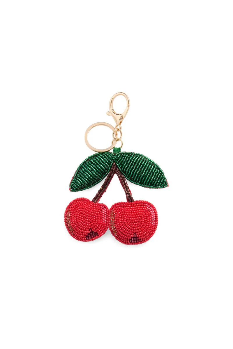 Shiraleah Cherries Beaded Bag Charm Key Ring Red - Image 2