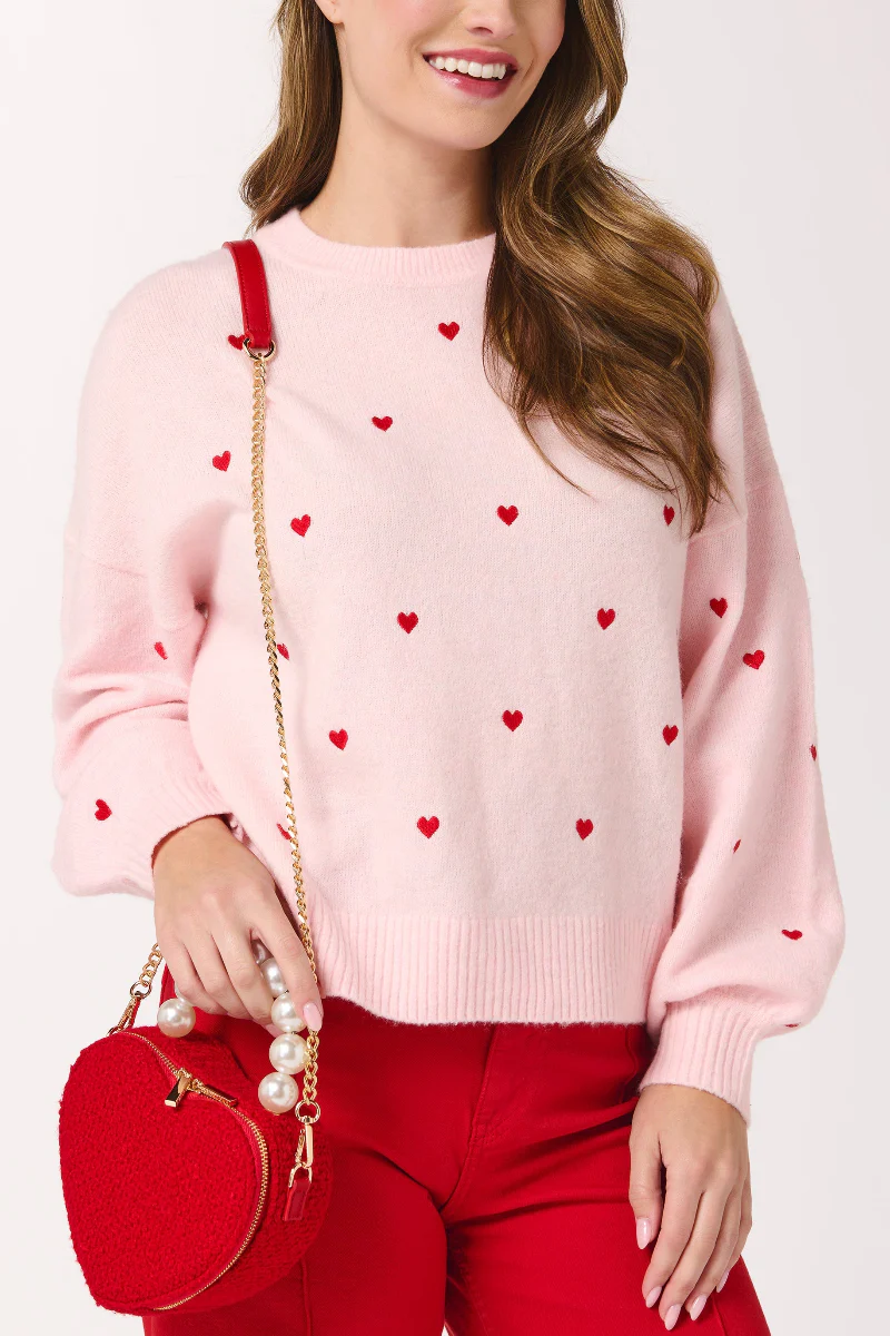 Shiraleah Hearts Sweater SM Blush