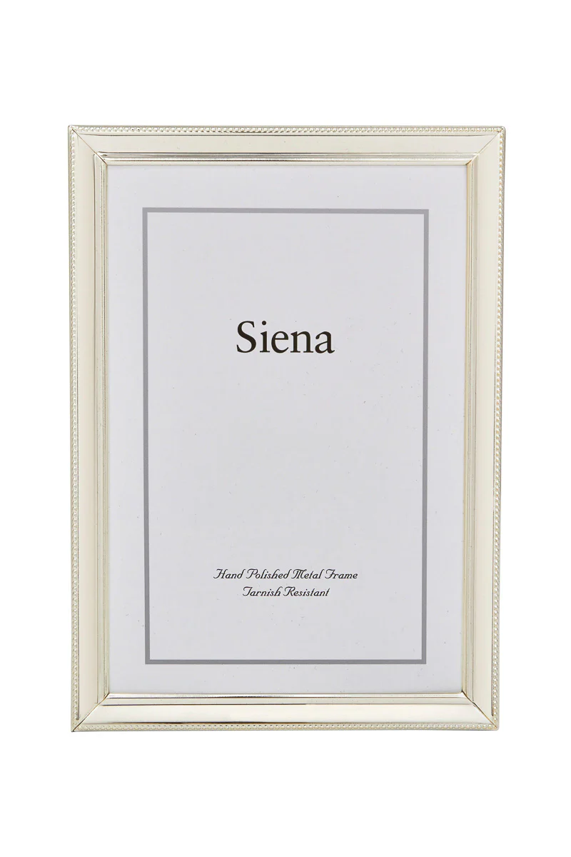 Siena Narrow Beveled Beaded Silverplate Frame 4x6