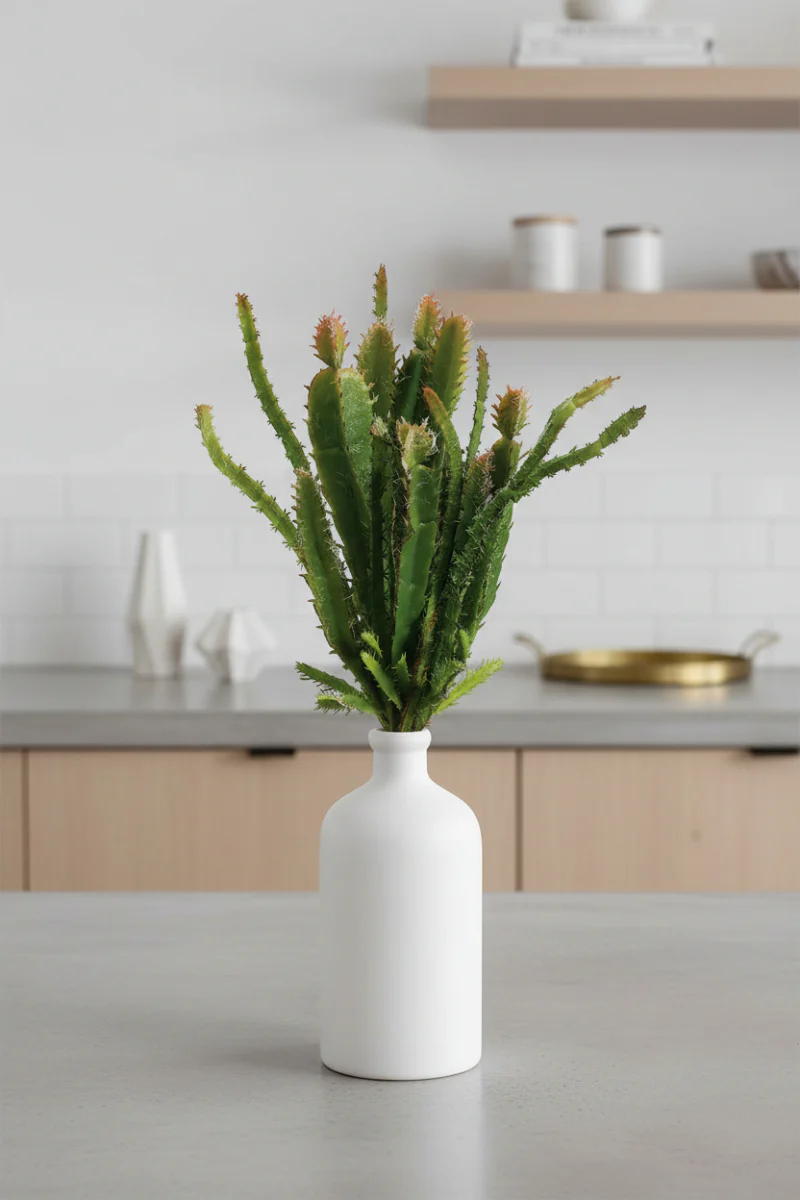 Faux Cactus Pick 8.5" Green & Buirgundy