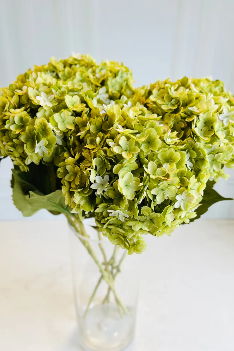 Faux Hydrangea Spray 25" Two Tone Green