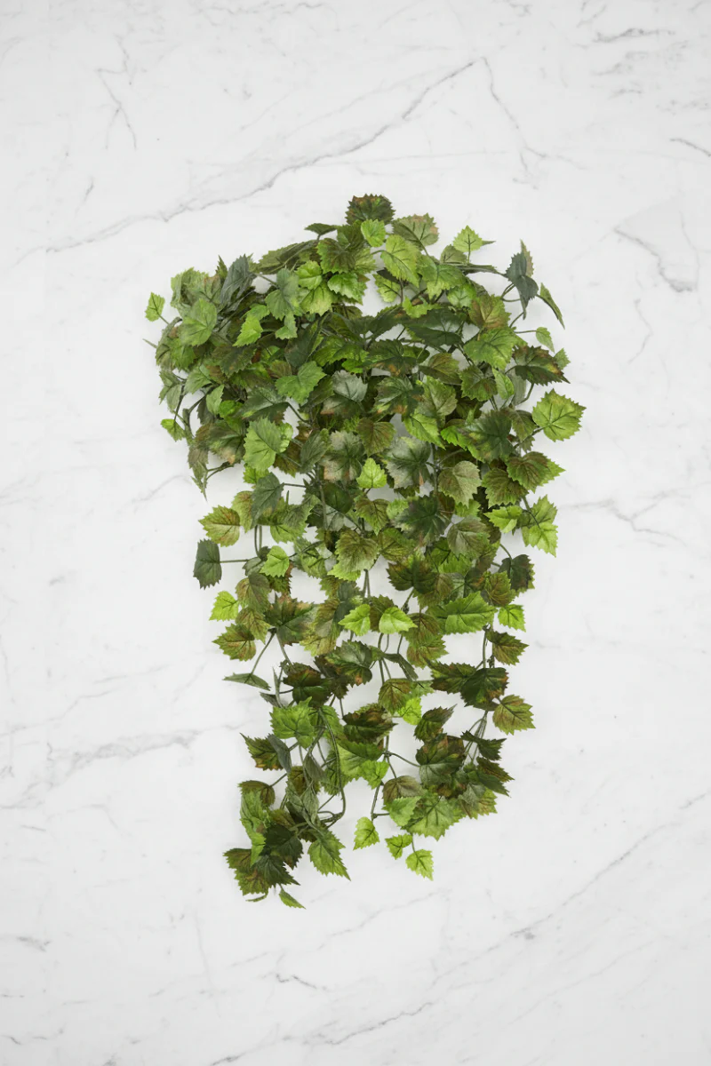 Faux Mini Grape Leaf Hanging Bush 23" Green Rust