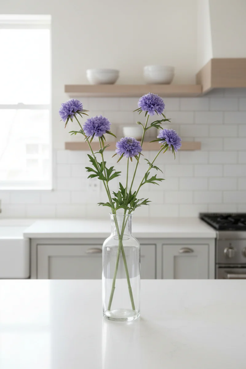 Faux Scabiosa Spray 28.25"Lavender