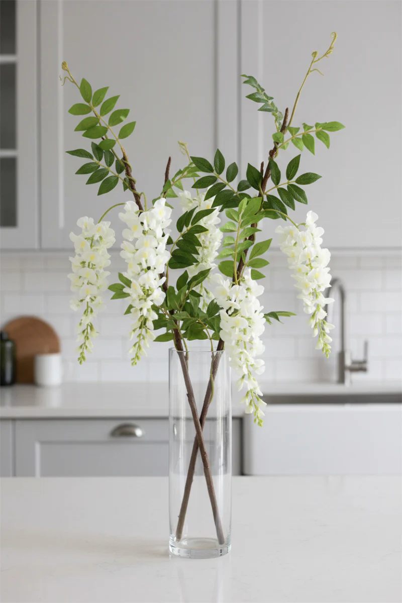 Faux Wisteria Stem 47" White