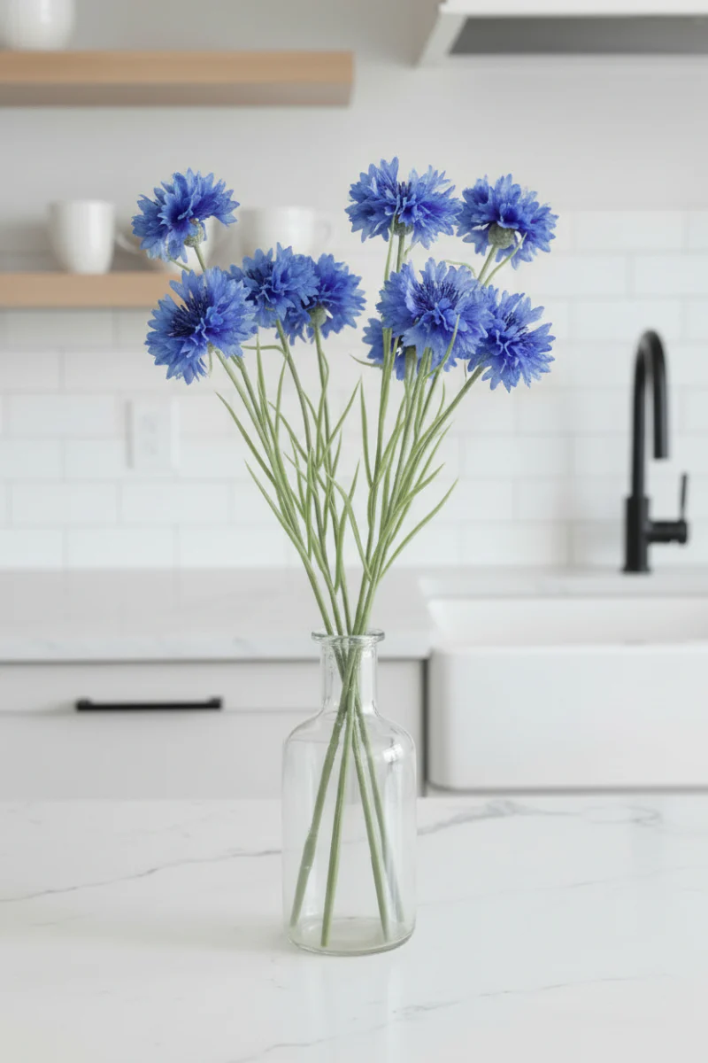 Faux Cornflower 25.5" Purple & Blue
