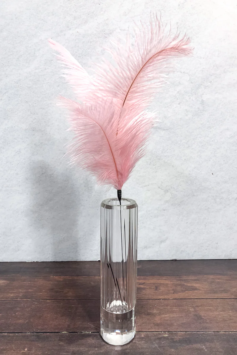 Faux Ostrich Feather Spray 14" Pink