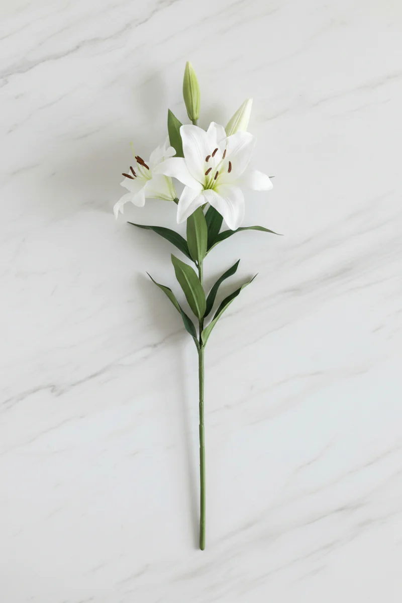 Faux Stargazer Lily Spray 35" White