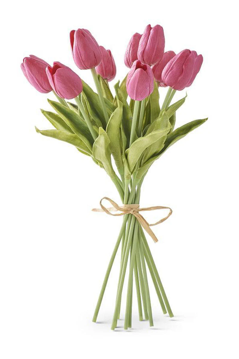 Faux Real Touch Mini Tulip 13" Fuchsia