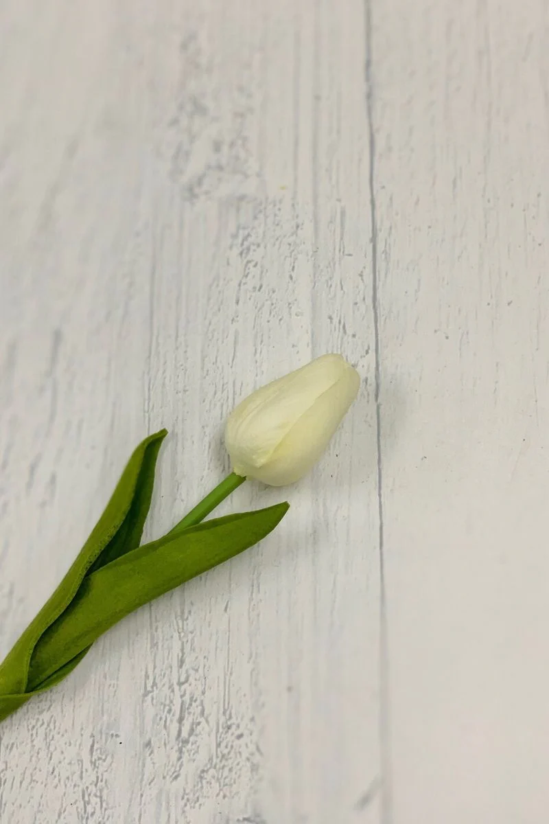 Faux Real Touch Mini Tulip 13" White