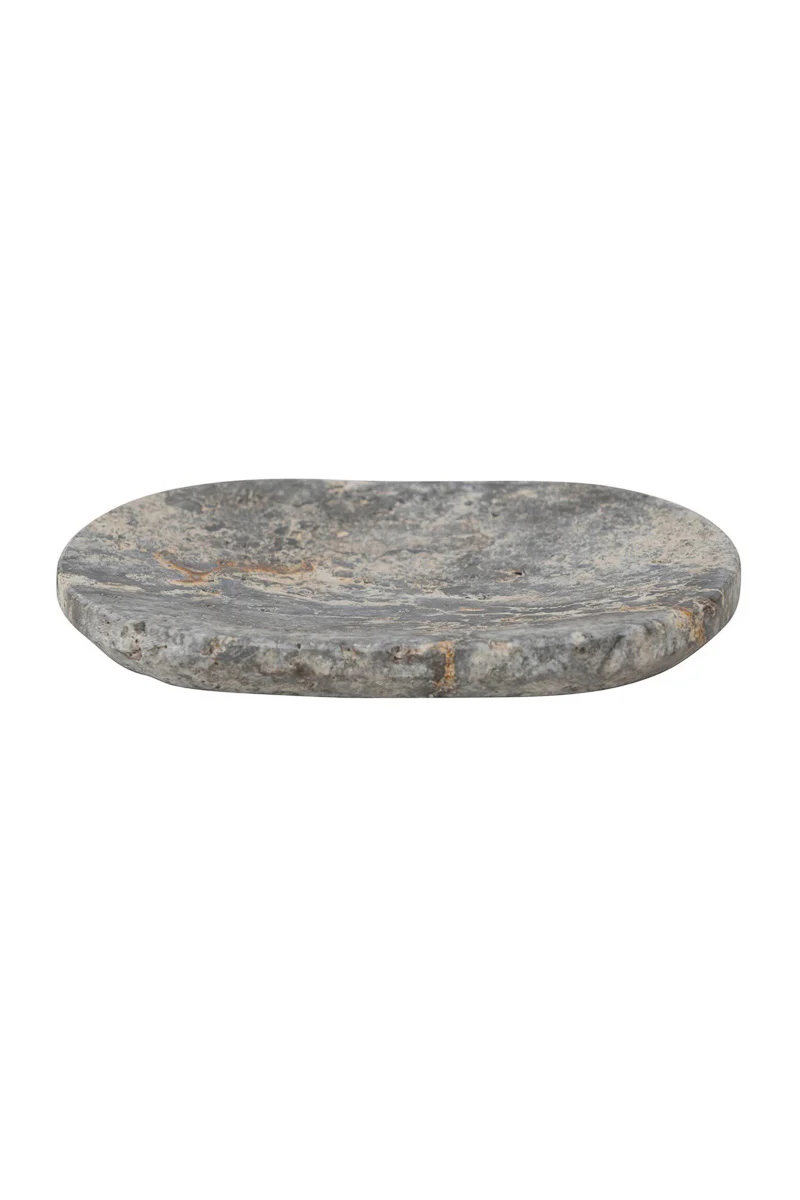Creative Co-Op Travertine Oval Soap Dish 6" x 4" Grey - Image 2