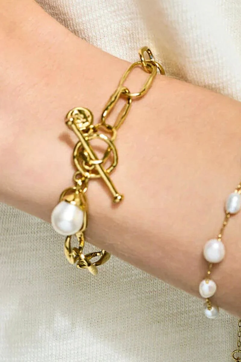Spartina Splash Collection Bluffton Toggle Bracelet 7.5" Pearl - Image 2