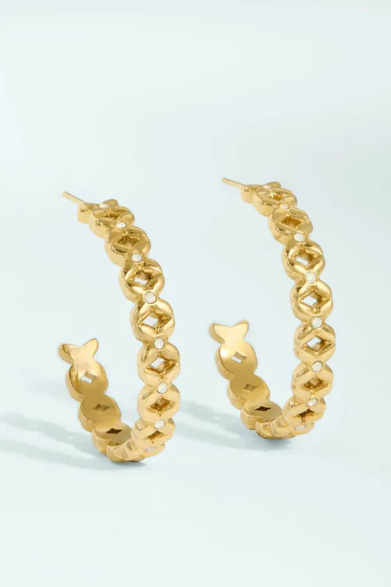 Spartina Splash Collection Bridge Street Hoop Earrings 30mm White Opal - Image 2