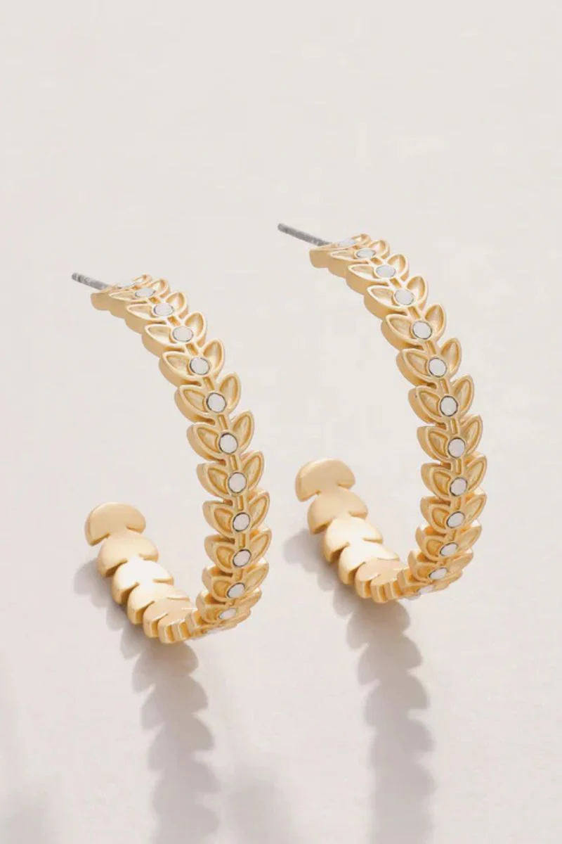 Spartina Parkwood Hoop Earrings 30mm White Opal - Image 2