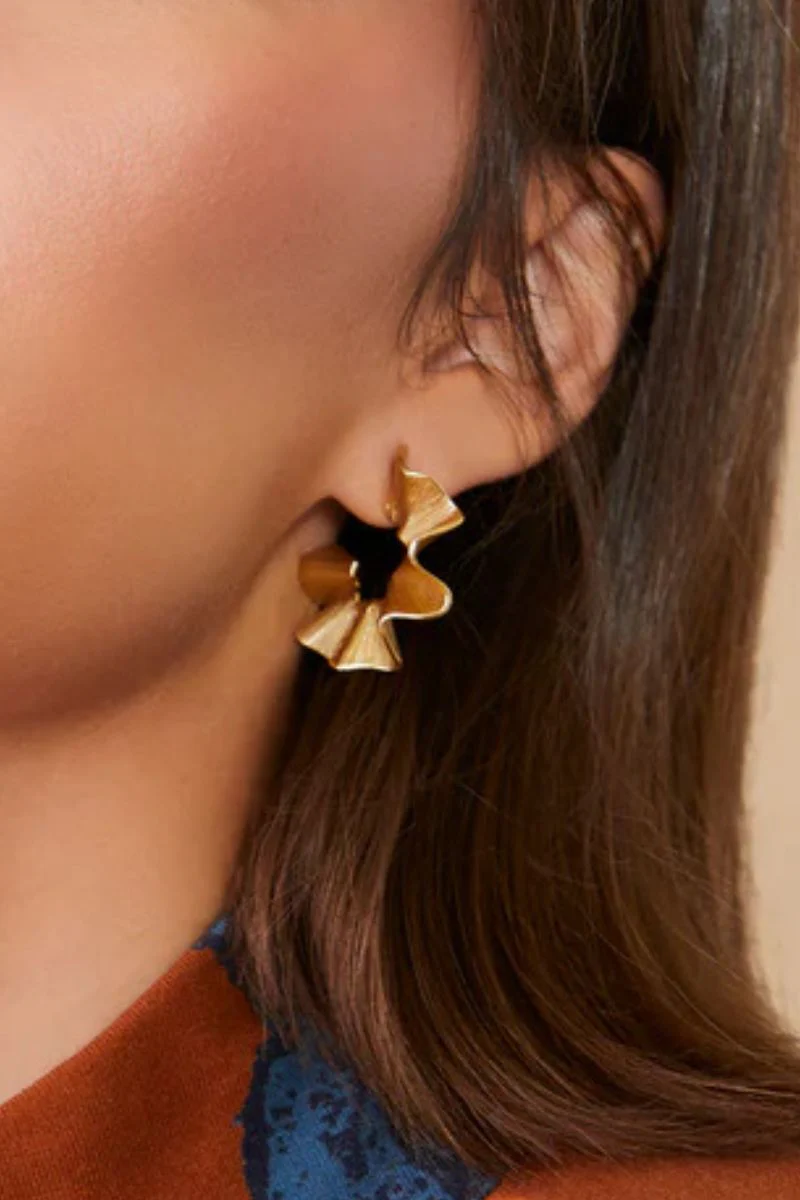 Spartina Ruffle Hoop Earrings Gold