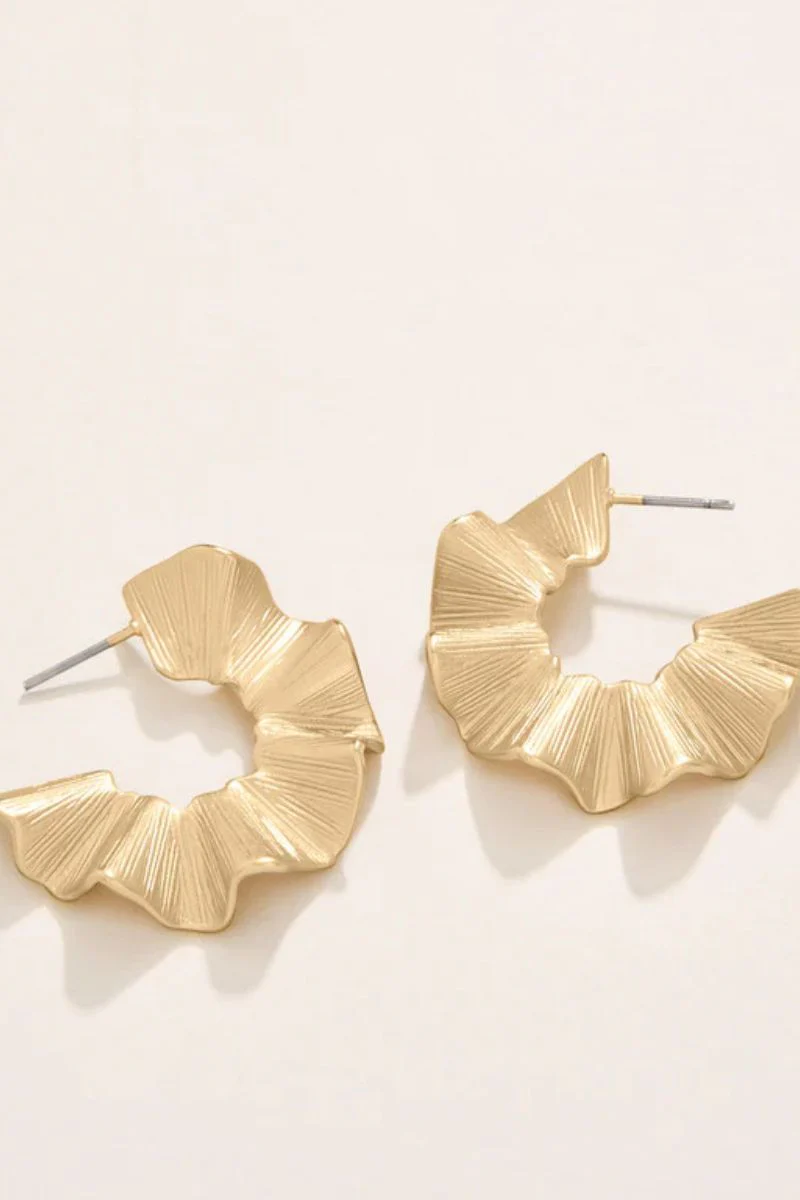 Spartina Ruffle Hoop Earrings Gold - Image 2