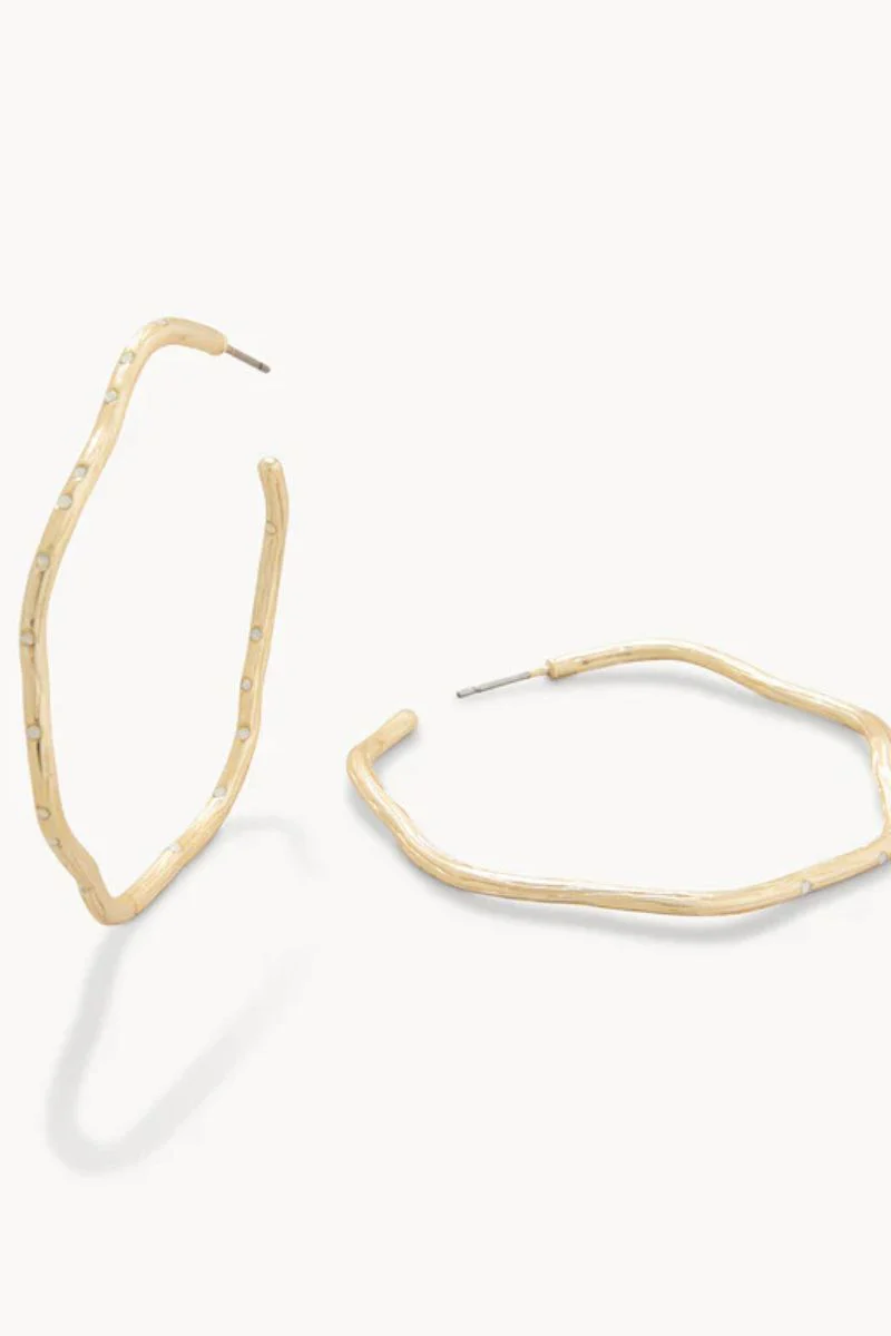 Spartina Sand Bar Wave Hoop Earrings 50mm White Opal - Image 2