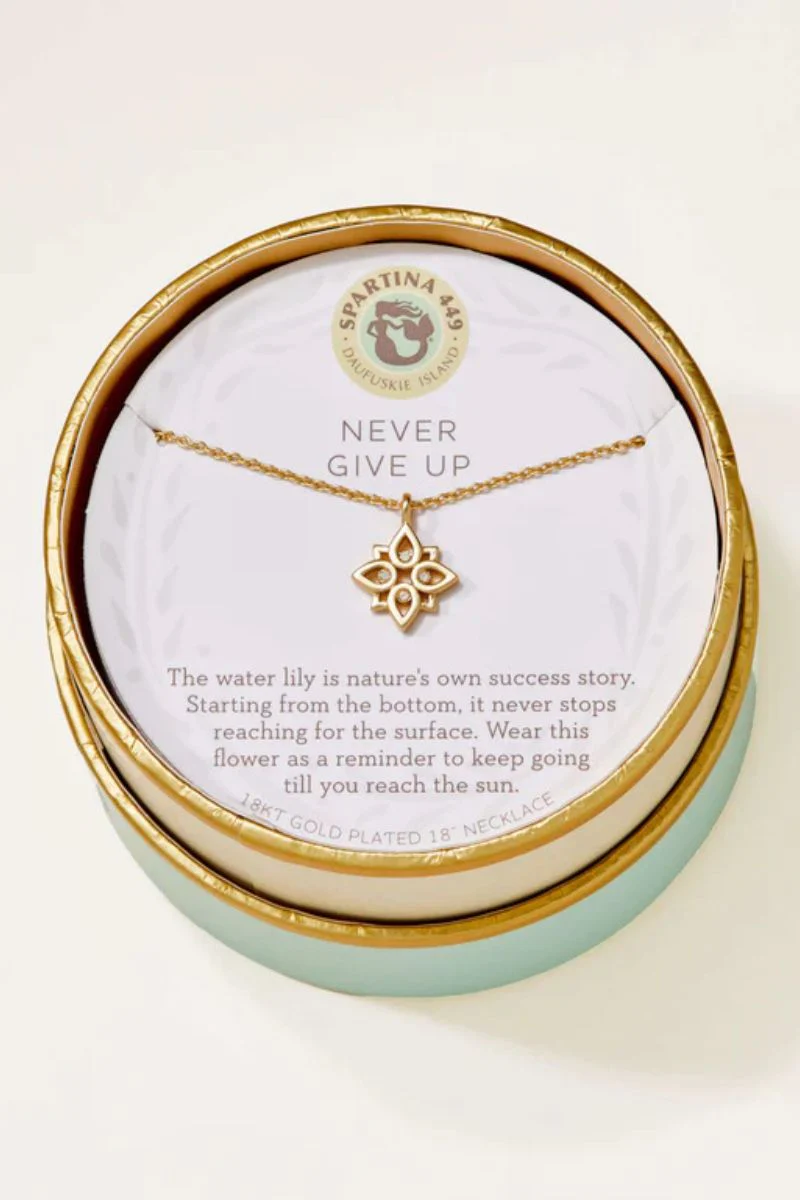 Spartina Sea La Vie Never Give Up Lotus Necklace Gold