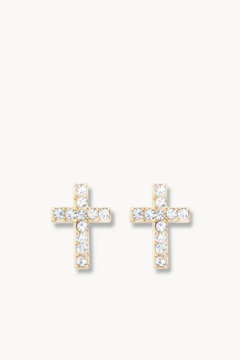 Spartina Sea La Vie Stud Earrings Have Faith Cross Gold - Image 2