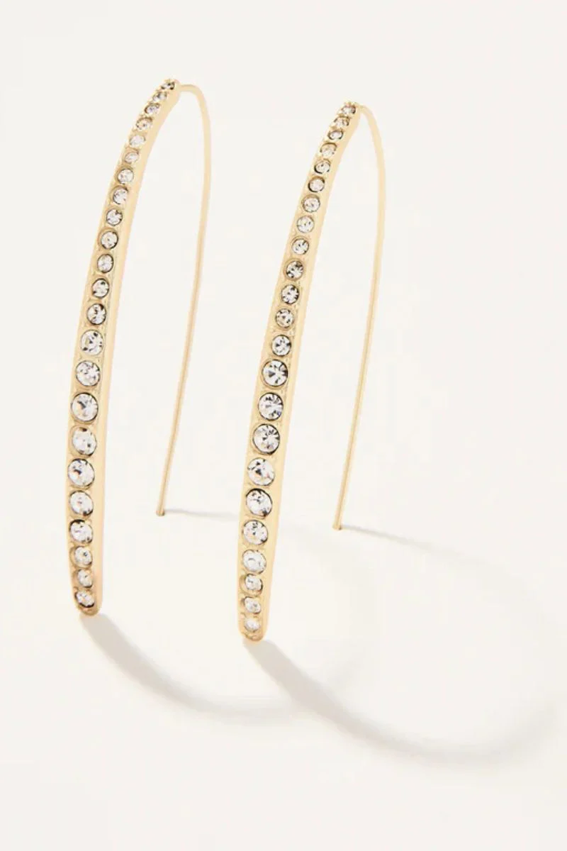 Spartina Sparkle Arc Hoop Earrings Large Crystal - Image 2