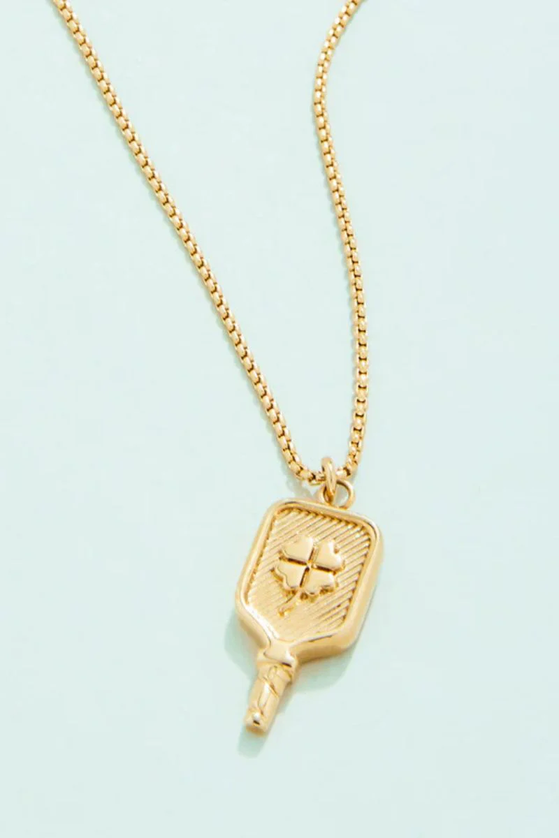 Spartina Splash Pickleball Paddle Necklace 17" Gold - Image 2
