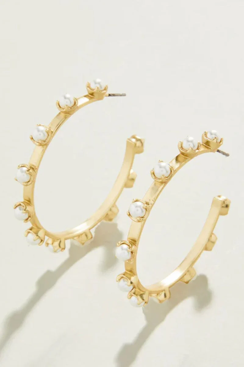 Spartina Stand Out Hoop Earrings Pearl - Image 2
