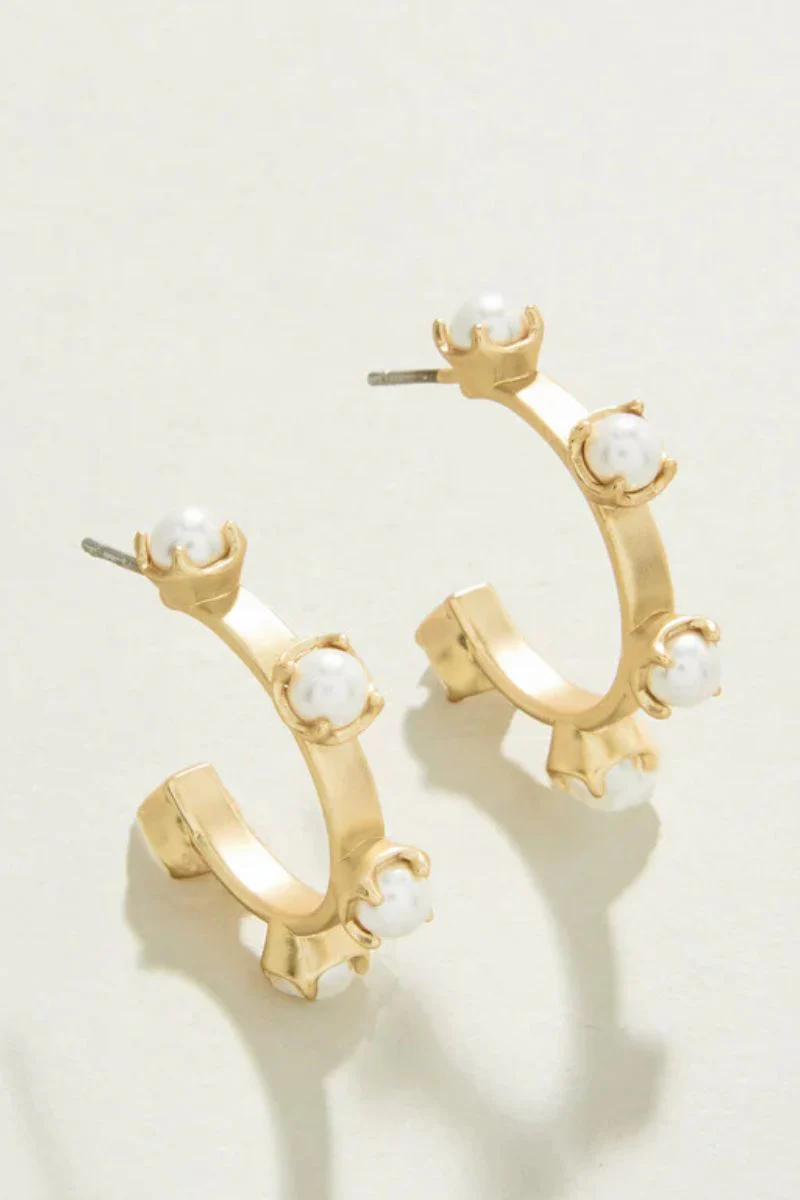 Spartina Stand Out Midi Hoop Earrings Pearl - Image 2