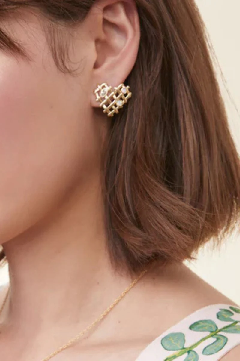 Spartina Woven Heart Earrings Crystal