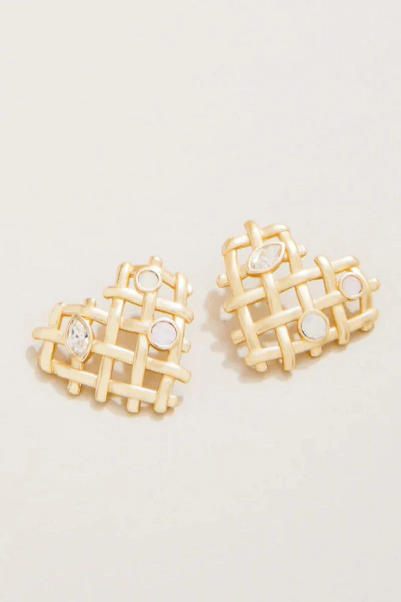 Spartina Woven Heart Earrings Crystal - Image 2