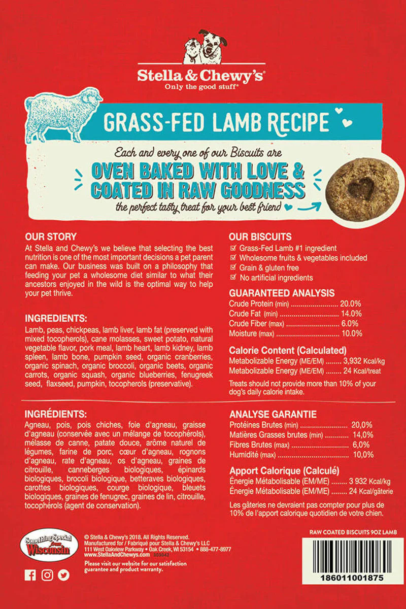 Stella & Chewy's Raw Coated Biscuits Grass Fed Lamb 9 oz - Image 2