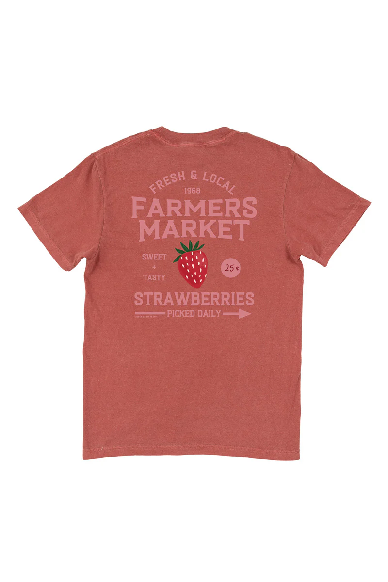 Strawberry Farmers Market Tee Large Crimson - Image 3