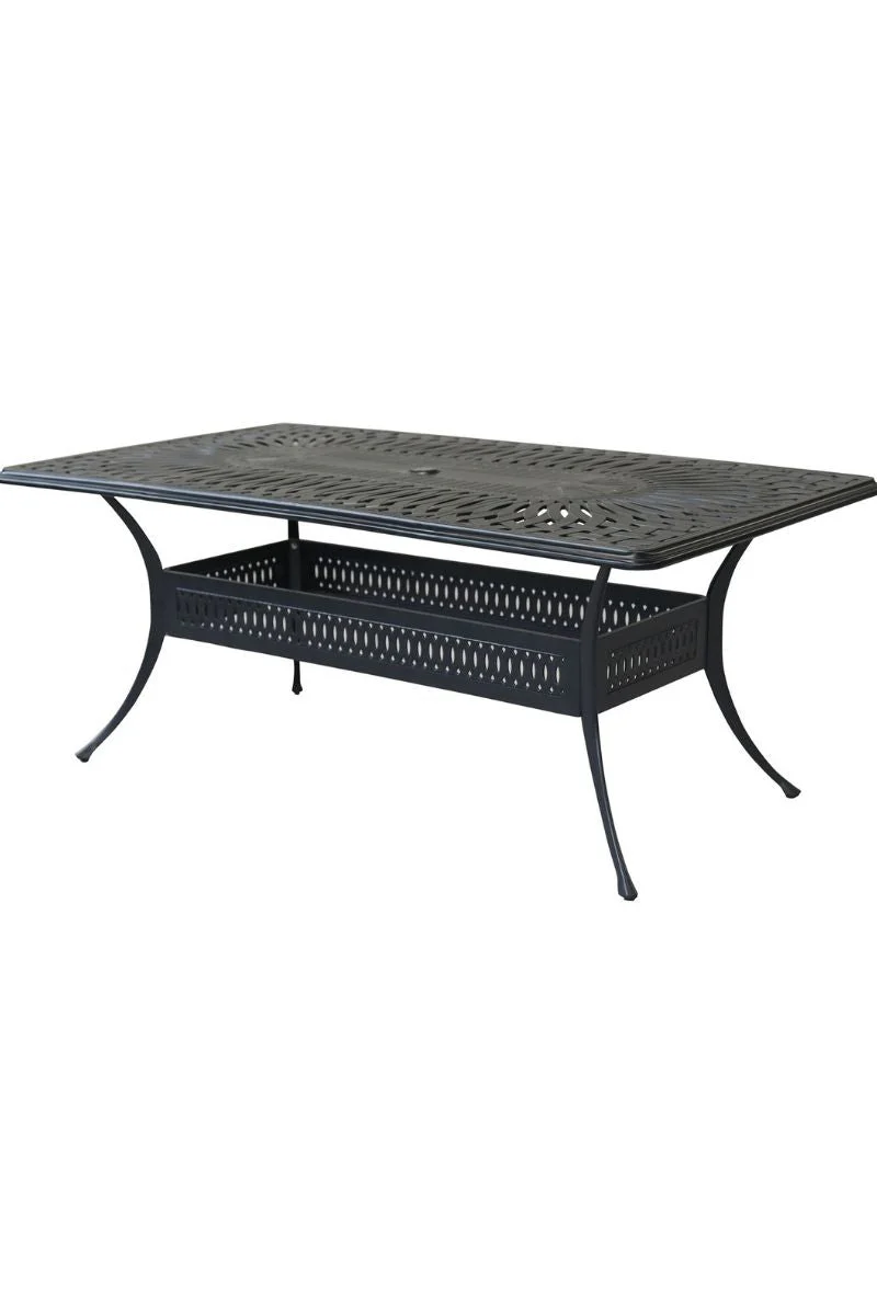 Alfresco Toscana Cast Aluminum Dining Table with Umbrella Hole 72" x 42"
