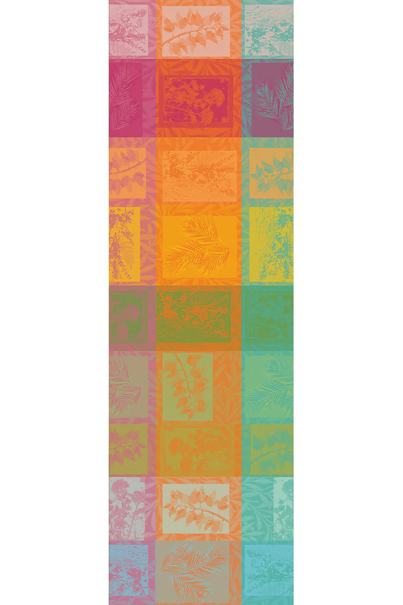Garnier-Thiebaut Mille Vegetaux Coated Tablecloth 69"x98" Arc-en-ciel