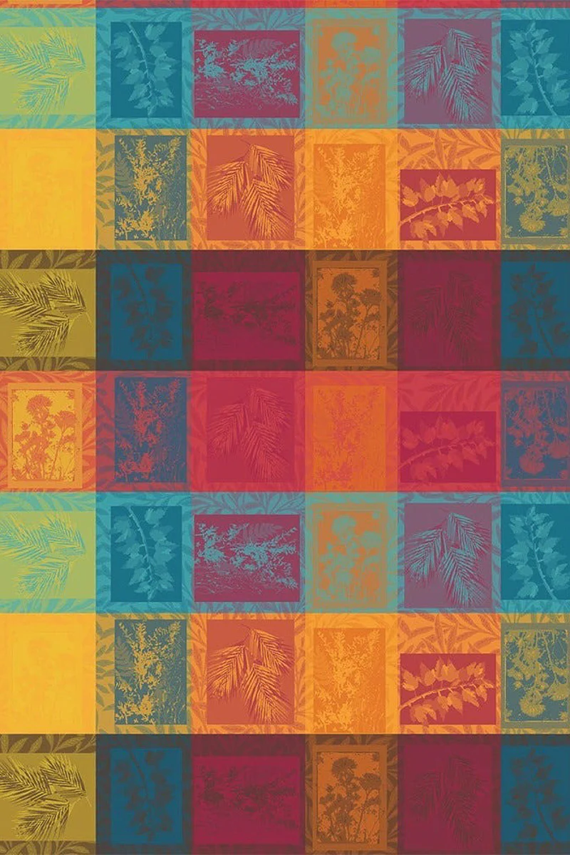 Garnier-Thiebaut Mille Vegetaux Coated Tablecloth 69"x98" Sunset - Image 2