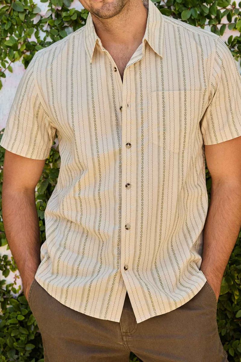 Toad & Co. Fletch Shirt XL Salt Vertical Print
