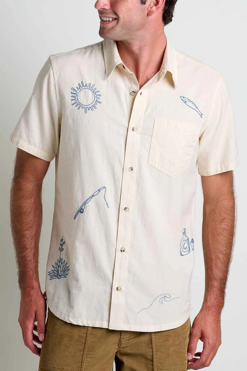 Toad & Co Men's Airscape Short Sleeve Shirt Large Salt Embroidered