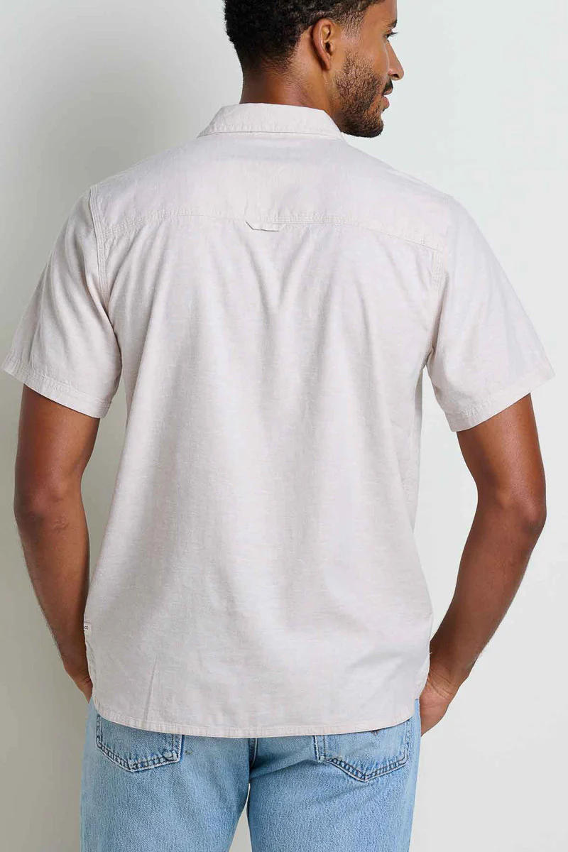 Toad & Co Men's Taj Hemp Short Sleeve Shirt Medium Oatmeal - Image 2