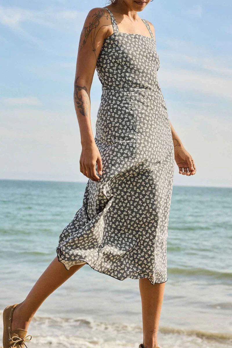 Toad & Co. Women's Sunkissed Tank Midi Dress L Black and Salt Print - Image 4