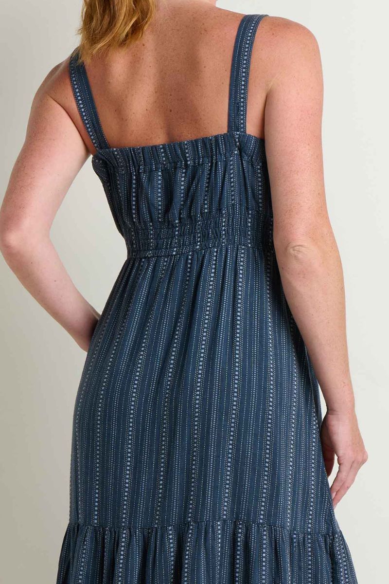 Toad & Co. Women's Taj Hemp Tiered Midi Dress XL Midnight Dobby - Image 3