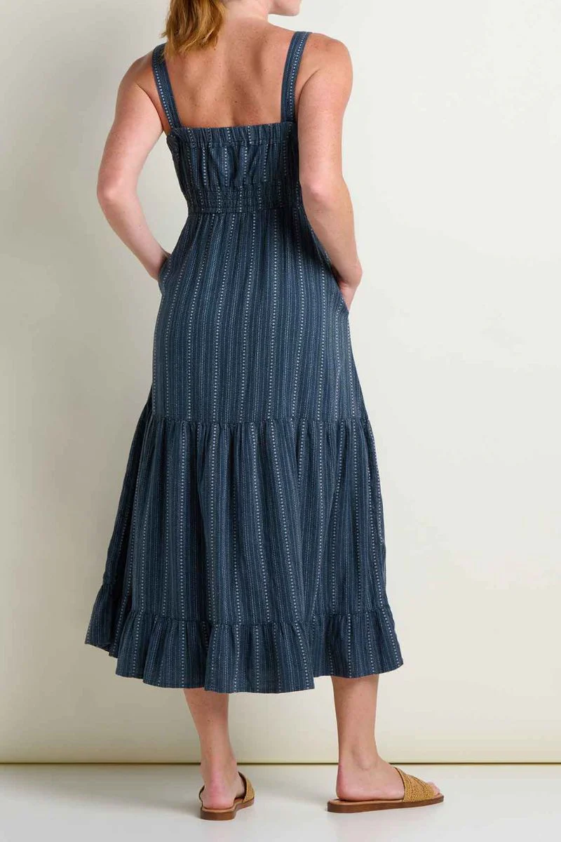 Toad & Co. Women's Taj Hemp Tiered Midi Dress XL Midnight Dobby - Image 5
