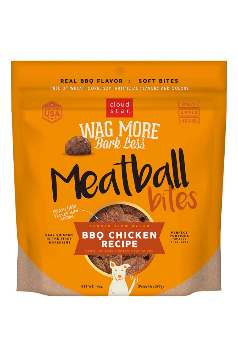 Cloud Star BBQ Chicken Meatballs Grain-Free Dog Treats 14 oz